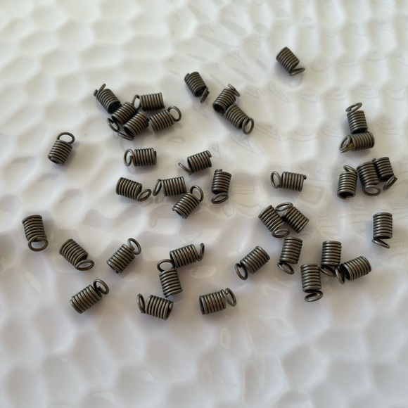 35 Metal Coil Cord Ends, Findings,in Antique Brass Tone for Jewelry Craft Making - Picture 1 of 6